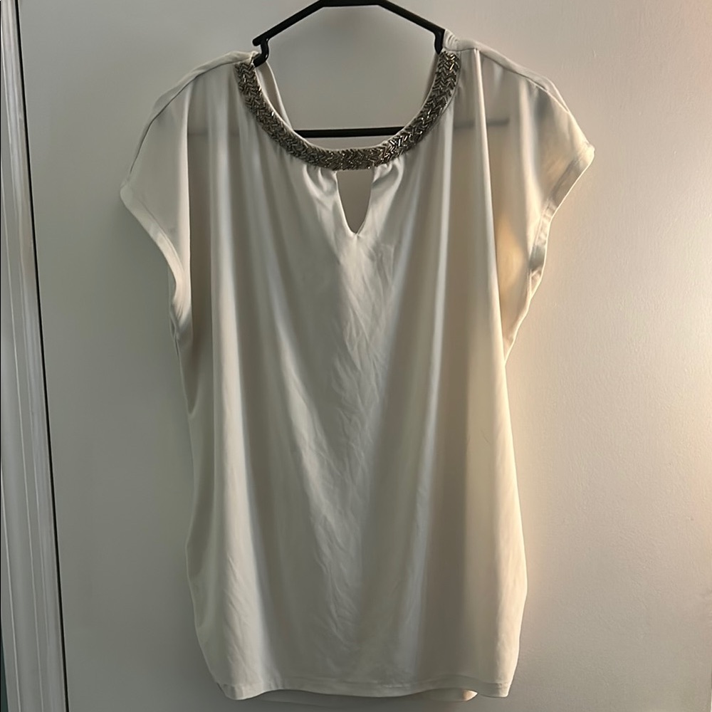 Maurices Cream Embellished Cap Sleeve Blouse